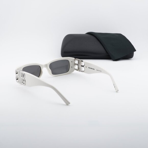 Balenciaga BB0096S 020 Rectangle Sunglasses - Ivory/Grey Mirror main image 11